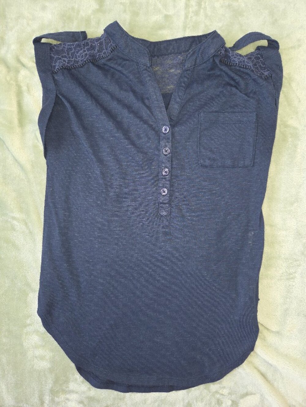 Sleeveless Navy Blouse